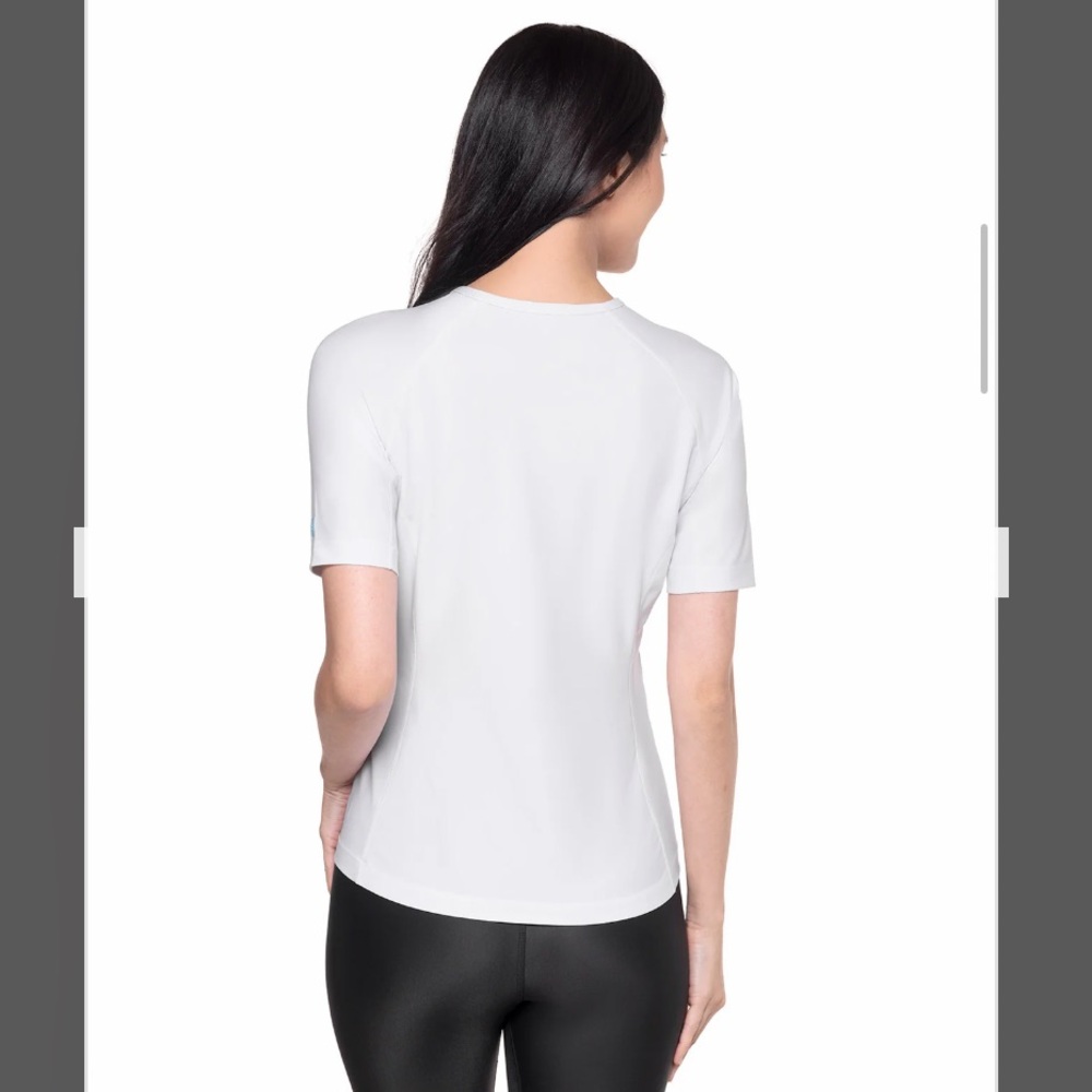 Coolibar HighTide Short Sleeve Swim Shirt 03272 white 14 16 L - Picture 2 of 11